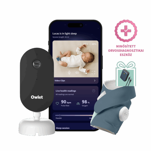 Owlet Dream Duo™ (3. generáció) szett - Owlet Dream Sock™ Okos babazokni 0-18 hónapig (Éjkék) + Owlet Dream Sight™ kamera